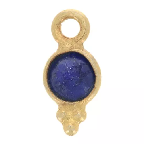Ciondolo sfaccettato rotondo 10x5 mm - Argento 925 dorato - Lapislazzuli x1