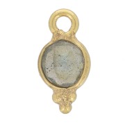 Charm sfaccettato rotondo 10x5 mm - Argento 925 dorato - Labradorite x1|raw }}