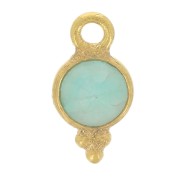 Charm sfaccettato rotondo 10x5 mm - Argento 925 dorato - Amazonite x1