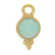 Charm sfaccettato rotondo 10x5 mm - Argento 925 dorato - Amazonite x1