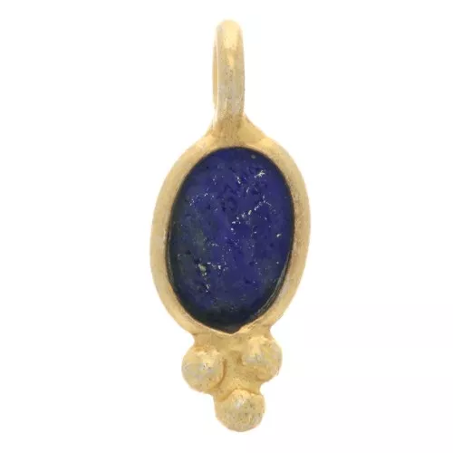 Ciondolo ovale sfaccettato 11x4 mm - Argento 925 dorato - Lapislazzuli x1