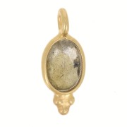 Charm ovale sfaccettato 12x5 mm - Argento 925 dorato - Labradorite x1|raw }}