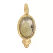 Charm ovale sfaccettato 12x5 mm - Argento 925 dorato - Labradorite x1