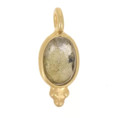 Charm ovale sfaccettato 12x5 mm - Argento 925 dorato - Labradorite x1