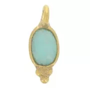 Charm ovale sfaccettato 11x4 mm - Argento 925 dorato - Amazonite x1