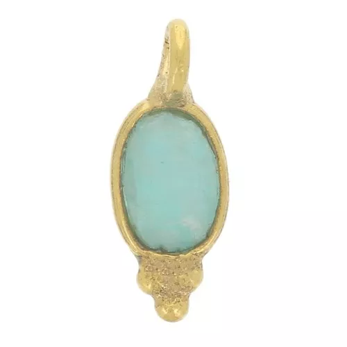 Charm ovale sfaccettato 11x4 mm - Argento 925 dorato - Amazonite x1