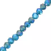 Perles rondelles facettées - rondes aplaties -6x5 mm Blue Zircon AB x42cm