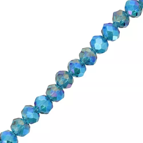 Tonde schiacciate sfaccettate mm. 6x5 Blue Zircon AB x42cm