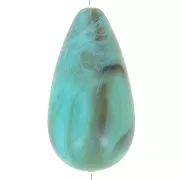 Perle poire en résine 26x14 mm - Turquoise marbré x1