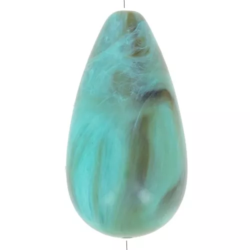 Perla in resina 26x14 mm - Turchese marmorizzato x1