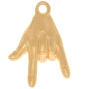 Ciondolo mano - I love you sign - 14x9 mm - dorato con oro fino x1