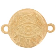 Distanziatore rotondo martellato - motivo dell'occhio 2 anelli 16 mm Dorato x1