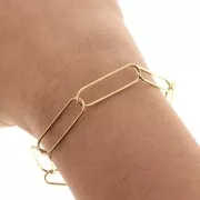 Catena a maglia rettangolare 7,5 mm - Acciaio inossidabile 304 dorato x1m