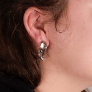 Orecchini perno con catena gourmette 28x15 mm - rodio x2