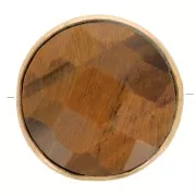 Perla rotonda sfaccettata 9mm - Argento 925 dorato - Occhio di tigre