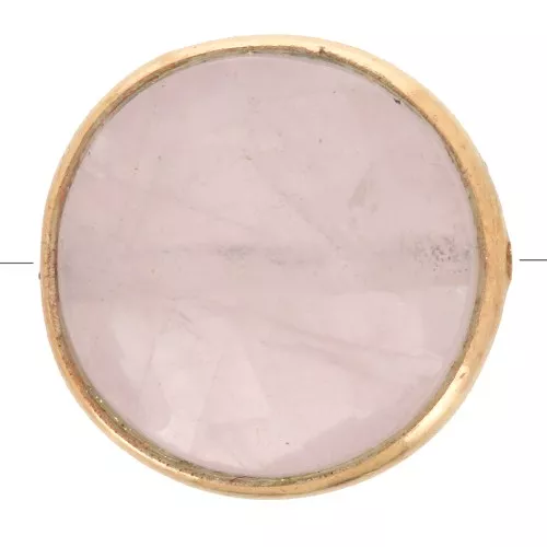 Perla rotonda sfaccettata 9mm - Argento 925 dorato - Quarzo rosa