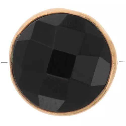 Perla rotonda sfaccettata 9 mm - Argento 925 dorato con oro fino - Onice nero