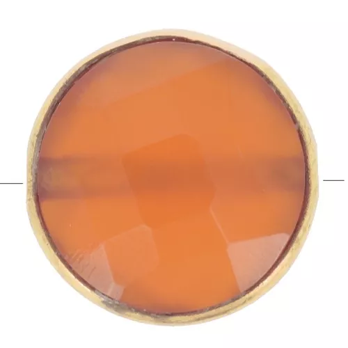 Perla rotonda sfaccettata 9 mm - Argento 925 dorato - Corniola x1