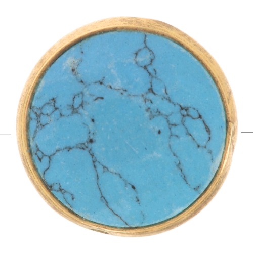 Perla rotonda sfaccettata 9 mm - Argento 925 dorato - Turchese