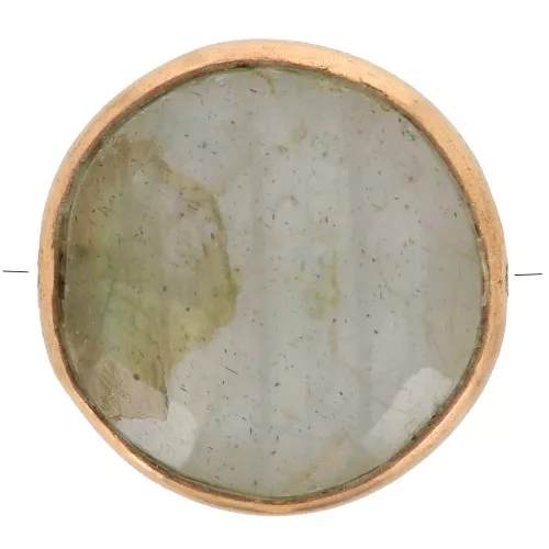 Perla rotonda sfaccettata 9 mm - Argento 925 dorato - Labradorite