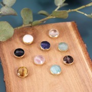 Perla rotonda sfaccettata 9 mm - Argento 925 dorato - Labradorite