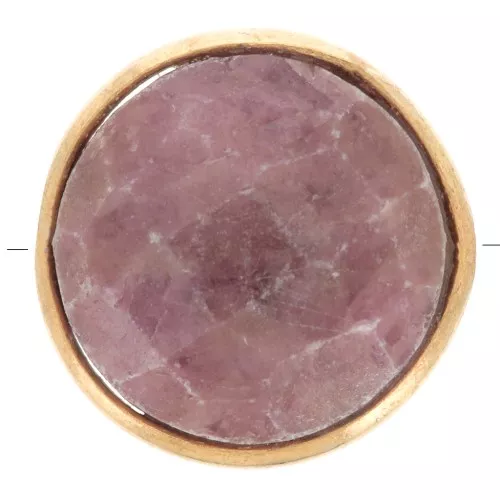 Perla rotonda sfaccettata 9 mm - Argento 925 dorato- Rodonite