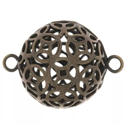 Distanziatori a sfera filigranati a 2 anelli 17x12 mm - Bronzo x10