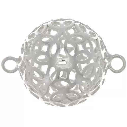 Distanziatori a sfera filigranati a 2 anelli 17x12 mm - Placcatura argento finox10