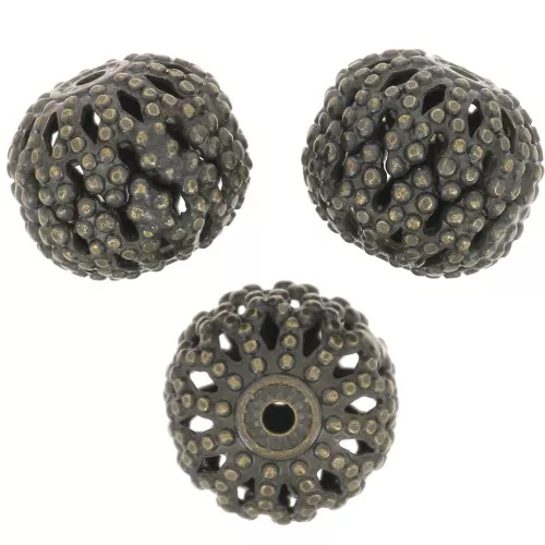 Perline tonde appiattite in filigrana 8x7 mm - Bronzo x10