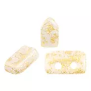 Perle in vetro Piros® di Puca® 2x5 mm Opaque White Gold Splash x10g