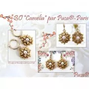 Perle in vetro Piros® di Puca® 2x5 mm Opaque White Bronze x10g