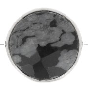 Perlina sfaccettata 9 mm Pietra semi preziosa- Argento 925 - Ossidiana maculata x1