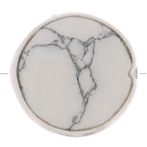 Perlina sfaccettata 9 mm Pietra semi preziosa- Argento 925 - Howlite x1