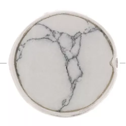Perlina sfaccettata 9 mm Pietra semi preziosa- Argento 925 - Howlite x1