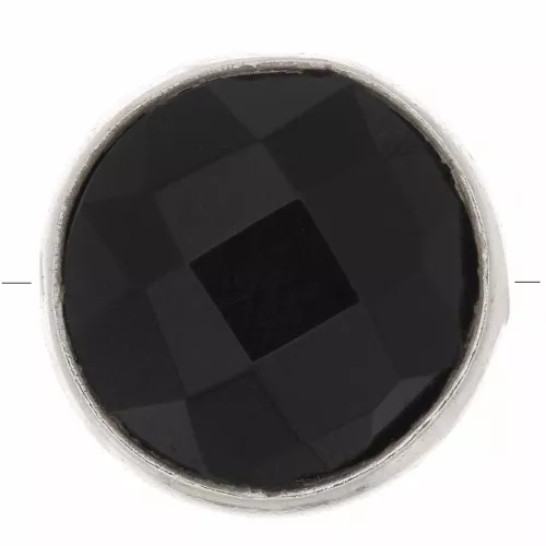 Perlina sfaccettata 9 mm Pietra semi preziosa- Argento 925 - Onice nero x1