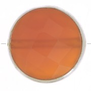 Perlina sfaccettata 9 mm Pietra semi preziosa- argento 925 - Corniola x1