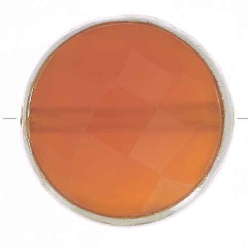 Perlina sfaccettata 9 mm Pietra semi preziosa- argento 925 - Corniola x1