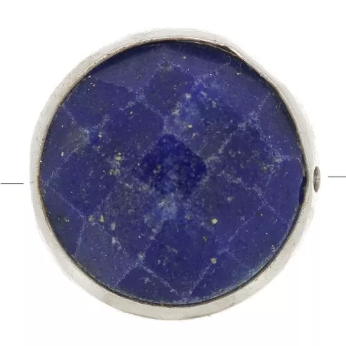 Perlina sfaccettata 9 mm Pietra semi preziosa- Argento 925 - Lapislazzuli x1