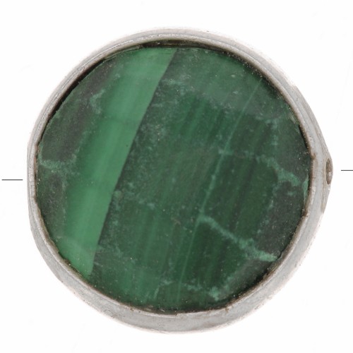 Perlina sfaccettata 9 mm Pietra semi preziosa- Argento 925 - Malachite x1