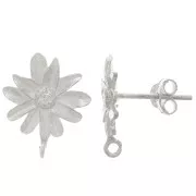 Orecchini perno a forma di fiore con anello aperto 15x12 mm - Argento 925 x2