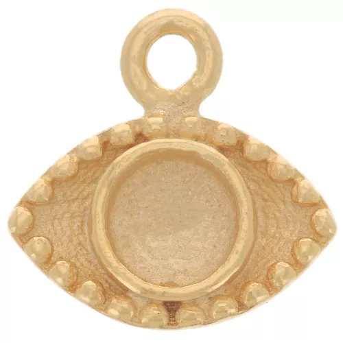 Ciondolo occhio 10 mm per cabochon 4 mm - Argento 925 dorato x1