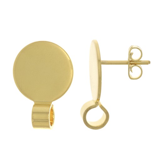 Borchie a disco 10 mm con chiusura aperta - placcate in oro x2