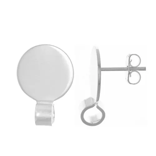 Orecchini a perno disco 10 mm con gancio aperto - Argento x2