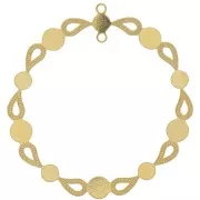 Pendente lampadario rotondo 39 mm per cabochon 4 mm & 5mm Dorato con oro fino x1