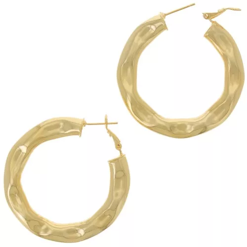 Orecchini a cerchio largo martellato 45 mm -Dorato con oro finox2