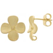 Orecchini perno a fiore 14x13 mm - con anello aperto - dorato opaco x2