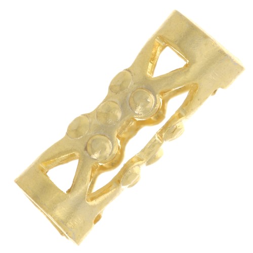 Perline a tubo in filigrana con palline 8x3 mm - Dorato oro fino x6