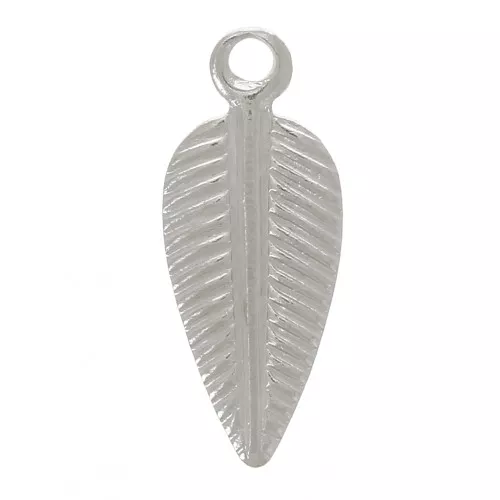 Ciondolo foglia 11x4 mm - Rodio x6