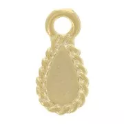 Ciondolo a goccia lavorata 11x5 mm -Dorato con oro fino x1