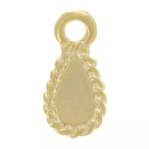 Ciondolo a goccia lavorata 11x5 mm -Dorato con oro fino x1